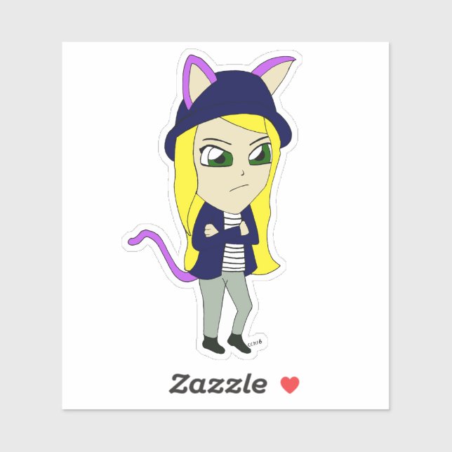 Adesivo catgirl chibi (Folha)