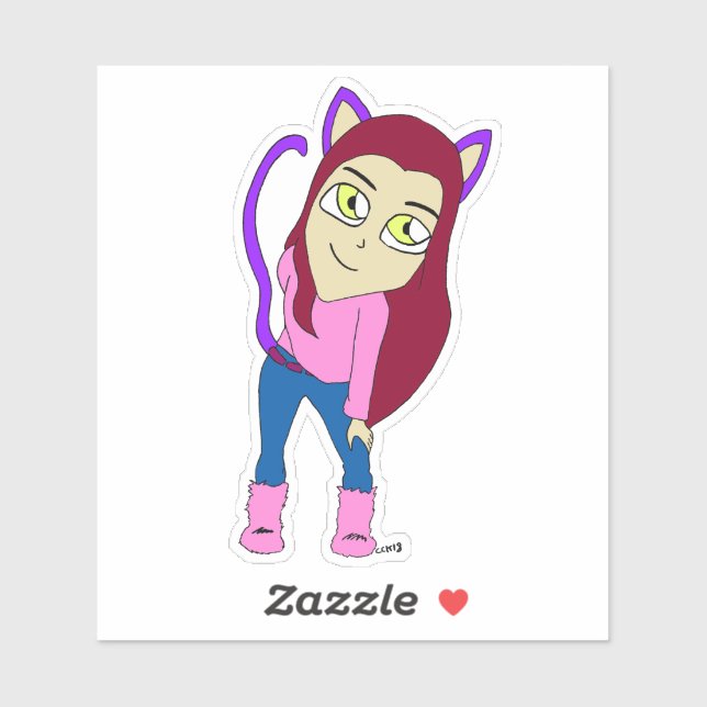 Adesivo catgirl chibi (Folha)