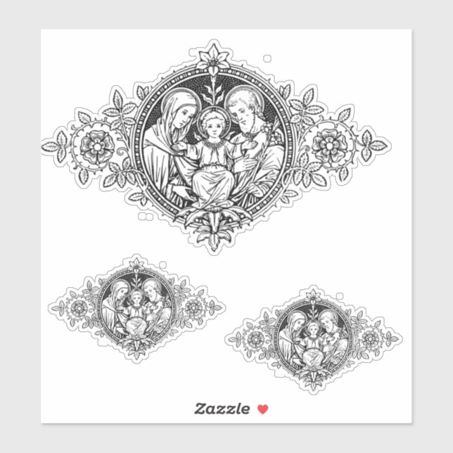 Adesivo Católica Santa Família Jesus Maria José Religião (Folha)