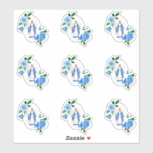 Adesivo Católica Virgem Abençoada Maria Floral Religiosa