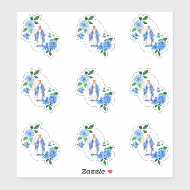 Adesivo Católica Virgem Abençoada Maria Floral Religiosa (Folha)