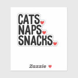 Adesivo Cats Naps Snacks - Amantes de gatos