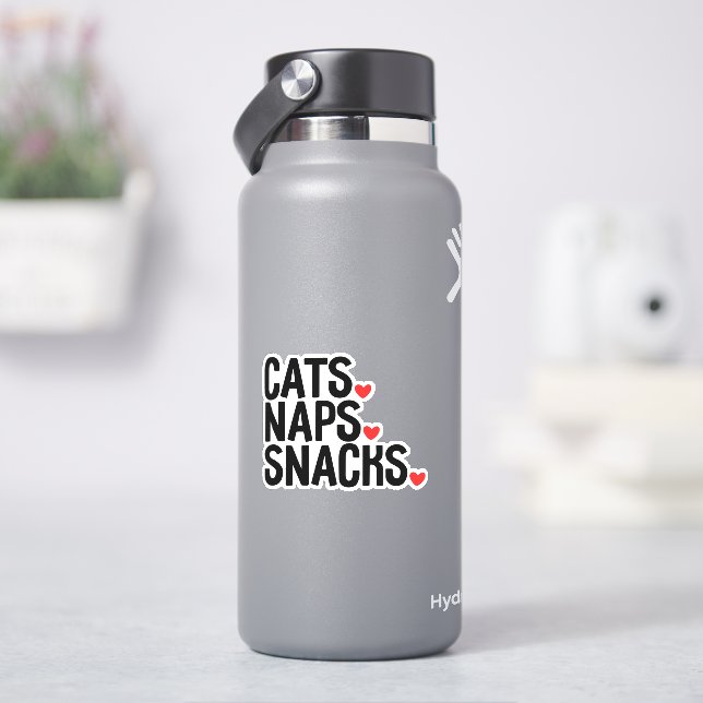 Adesivo Cats Naps Snacks - Amantes de gatos (HidroFlask)
