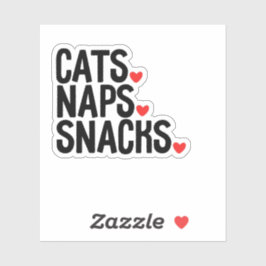 Adesivo Cats Naps Snacks - Amantes de gatos