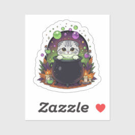 Adesivo Cauldron Fold - Cute Scottish Fold Witeen