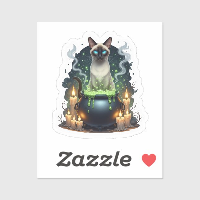 Adesivo Cauldron Siamese - Gato Magical Siamês (Folha)