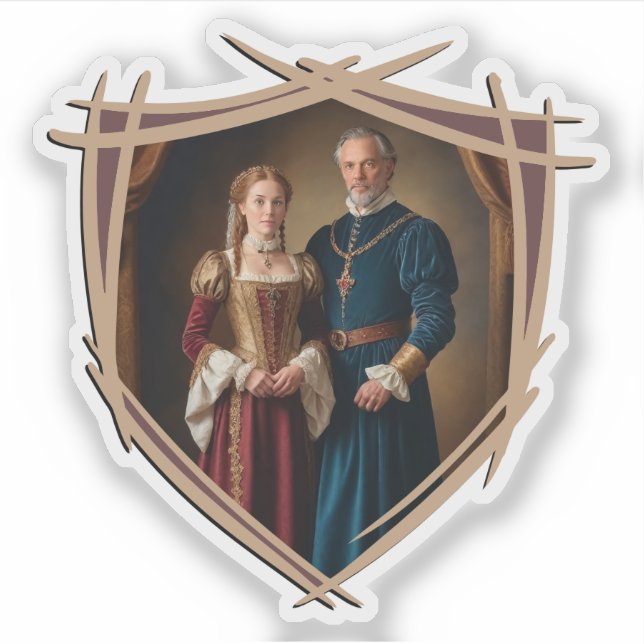 Adesivo Cavaleiro Casaco de Armas Medieval Vintage (Frente)