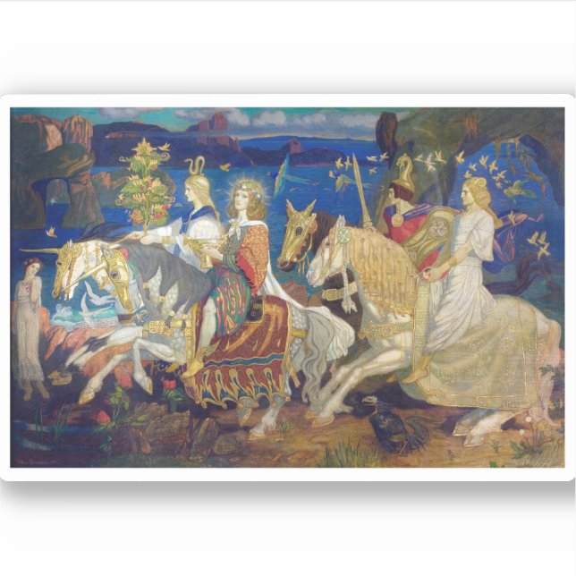 Adesivo Cavaleiros do Sidhe, c. 1911 por John Duncan (Frente)