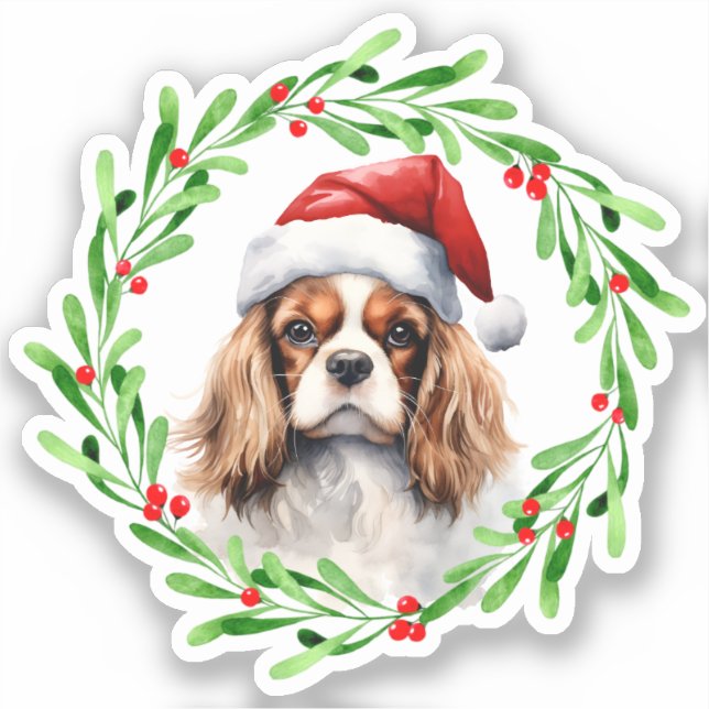 Adesivo Cavalier King Spaniel Christmas Dog Vinyl (Frente)