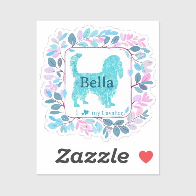 Adesivo Cavalier Sticker – Personalized Pastel Blue Gift (Folha)