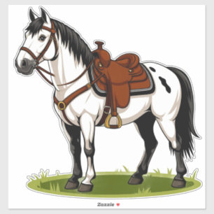 Adesivo Cavalo Branco em Pé em Campo Gramado