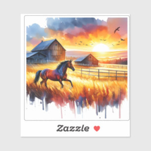 Adesivo Cavalo Colorido Galopando em Paisagem Vibrante