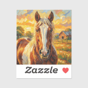 Adesivo Cavalo com Impasto numa Fazenda  