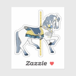 Adesivo Cavalo de carrossel azul e branco