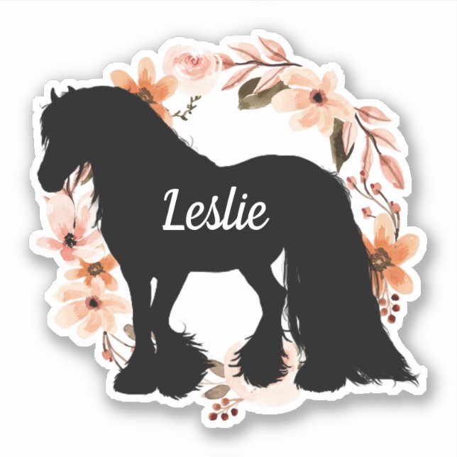 Adesivo Cavalo de nome personalizado Silhouette Salto eque (Frente)