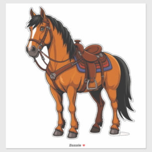 Adesivo Cavalo Marrom Com Sela