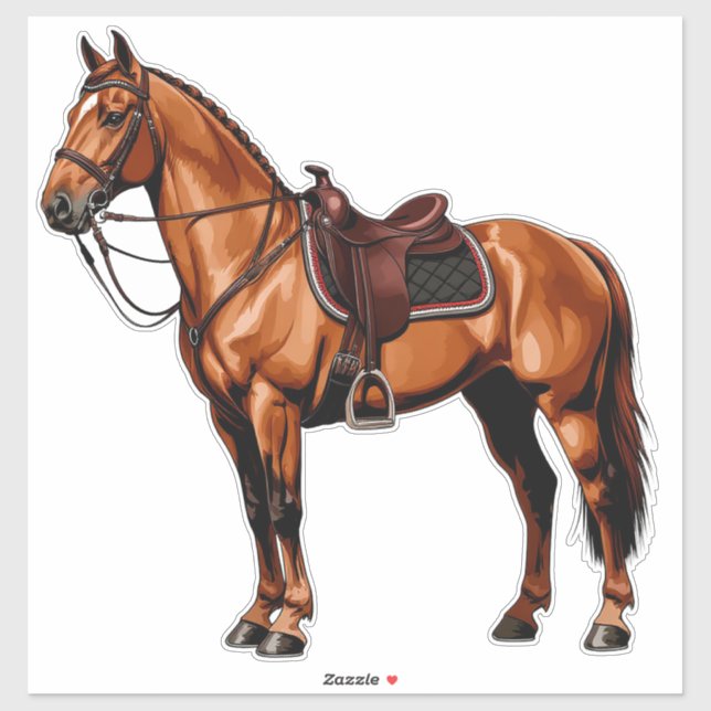 Adesivo Cavalo Marrom Elegante (Folha)