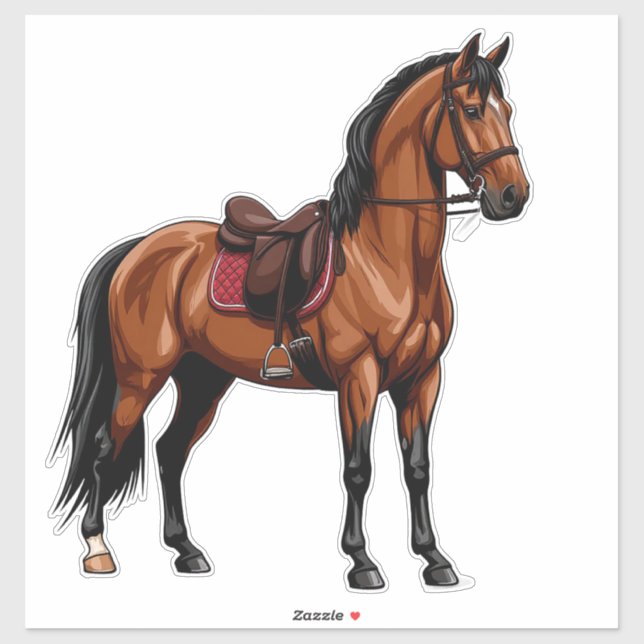 Adesivo Cavalo Marrom Elegante (Folha)