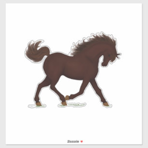 Adesivo Cavalo Marrom Trotando Equestre