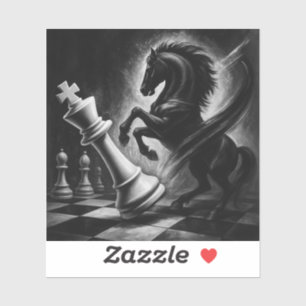 Adesivo Cavalo Negro Dramático vs. Rei - Trabalho de arte 