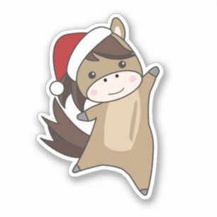 Adesivo Cavalo Pôneo de Natal Neve Inverno Animais de inve