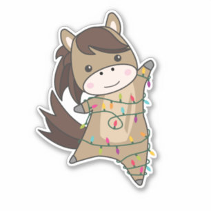 Adesivo Cavalo Pôneo de Natal Neve Inverno Animais de inve