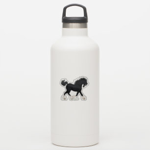 Adesivo Cavalo Shire Trotando Preto com Faixa na Cara