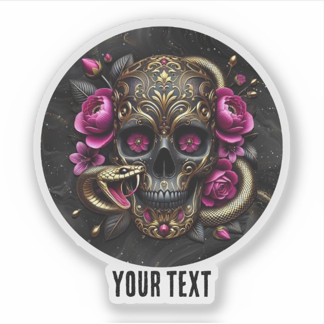 Adesivo Caveira Com Cobra. (Frente)