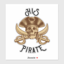 Adesivo Caveira e Espada Cruzados Vintage Pirata SEU