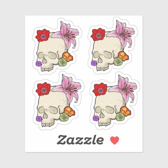 Adesivo Caveira e Flora (Folha)