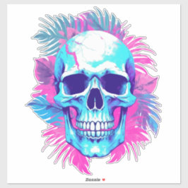 Adesivo Caveira Floral no Estilo Vaporwave