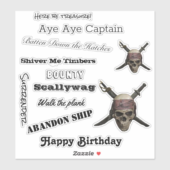 Adesivo Caveira Pirata (Folha)