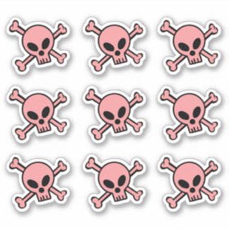 Adesivo Caveira Rosa E Ossos Cruzados