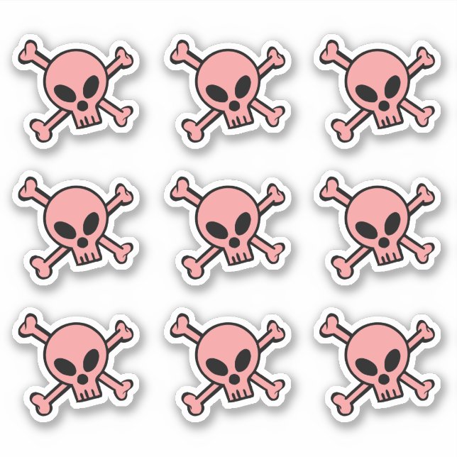 Adesivo Caveira Rosa E Ossos Cruzados (Frente)