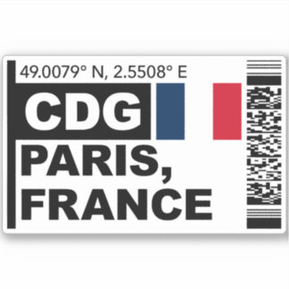 Adesivo CDG Paris Boarding Pass - France Travel