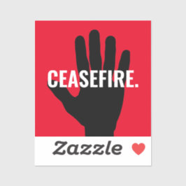Adesivo Ceasefire vermelho branco preto negrito texto pers