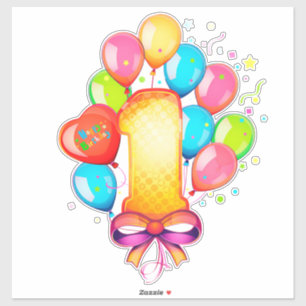 Adesivo Celebração Colorida do Primeiro Aniversário 