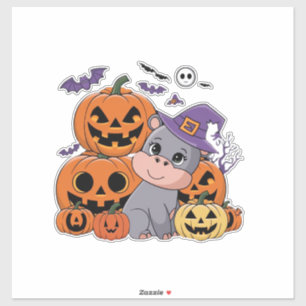 Adesivo Celebre um Halloween de Hippo com Moo Deng! Long S