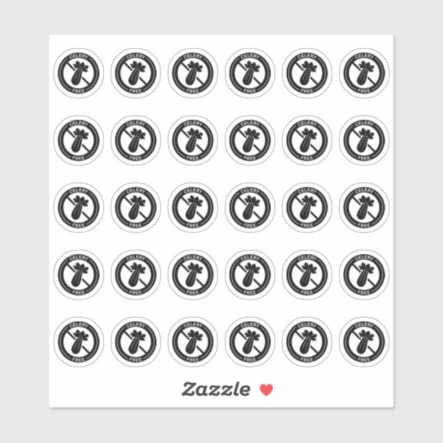 Adesivo Celery Free Wedding Place Card Mini Food Allergy (Folha)