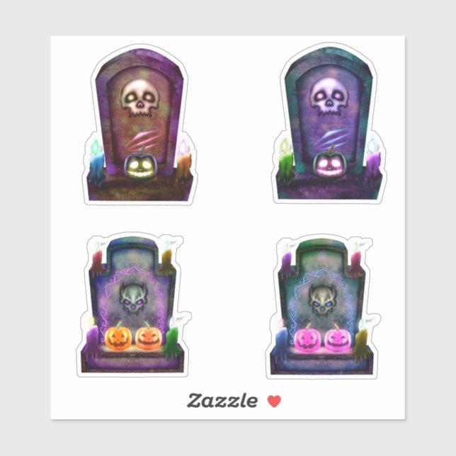 Adesivo Cemitério Neon E Velas Halloween (Folha)