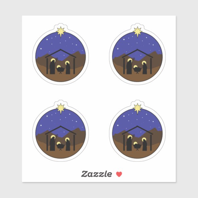 Adesivo Cena da Natividade de Natal da Manger (Folha)