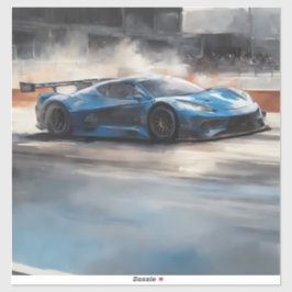 Adesivo Cena de Corrida Urbana Azul Dinâmica