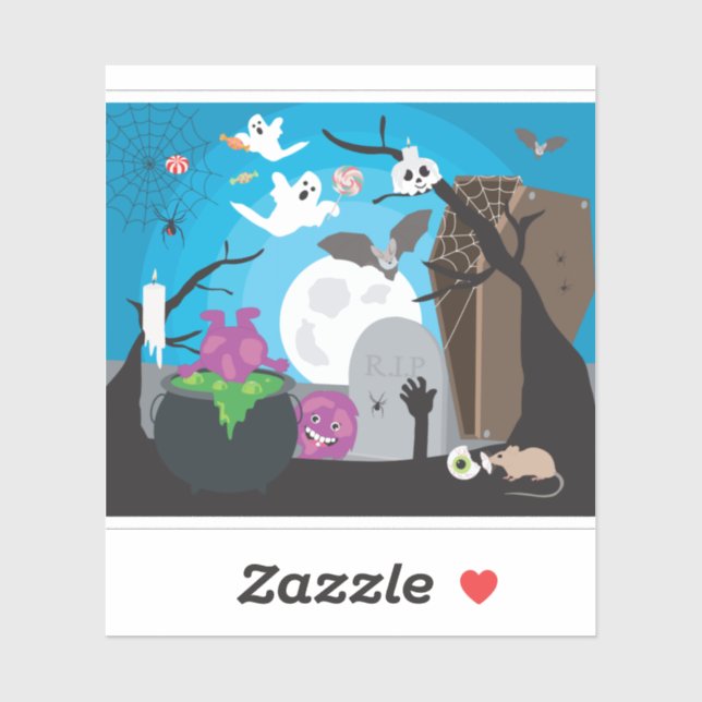 Adesivo Cena do Monstro das Halloween (Folha)