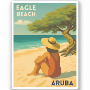 Adesivo Cenário de Praia de Aruba Eagle, Viagens vintage R