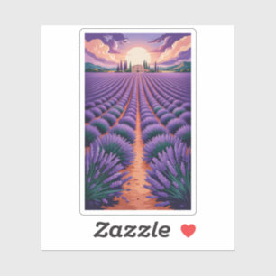 Adesivo Cenário Provençal Campo de Lavanda Pôr do Sol Pais
