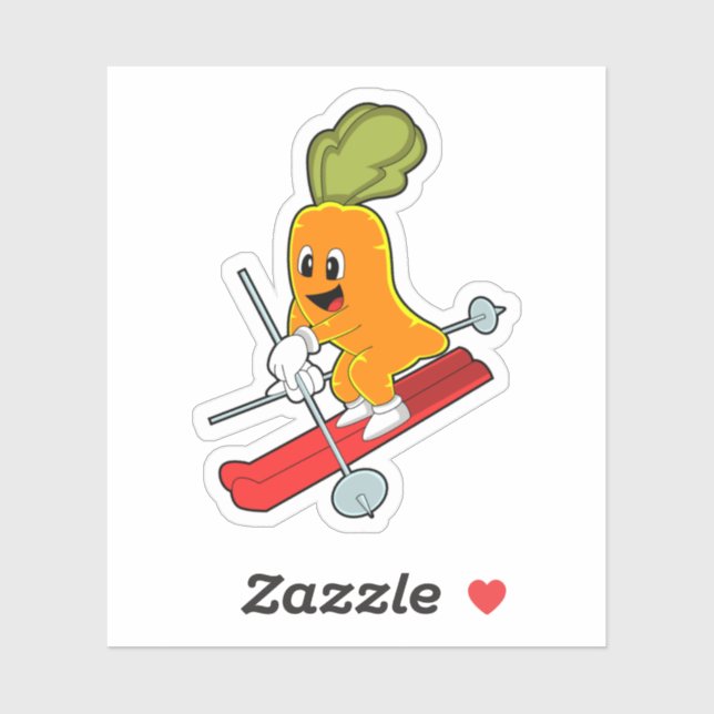 Adesivo Cenoura como esquiador com esqui (Folha)