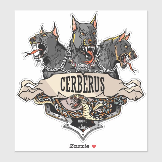 Adesivo Cerberus Hellhound e cobra (Folha)