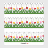 Cerca Branca De Piquete Com Tulipas Coloridas