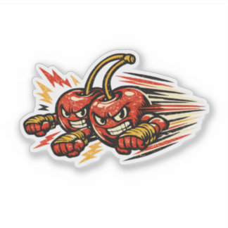 Adesivo Cereja Twin Striker — Duo Lutador Retro Vintage