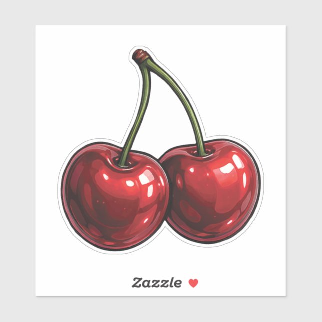 Adesivo Cerejas Vermelhas com Arco Rosa Coquette Chic (Folha)